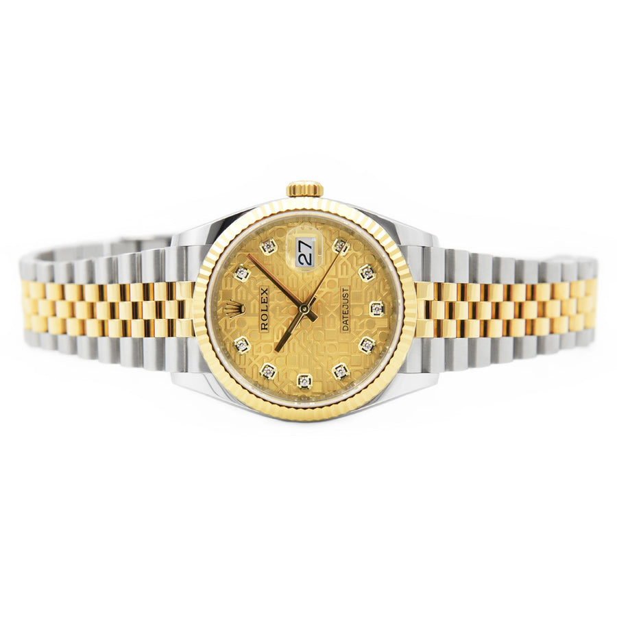 Rolex DateJust Champagne Diamond Dial Gold & Steel Ref: 126233 - David Ashley