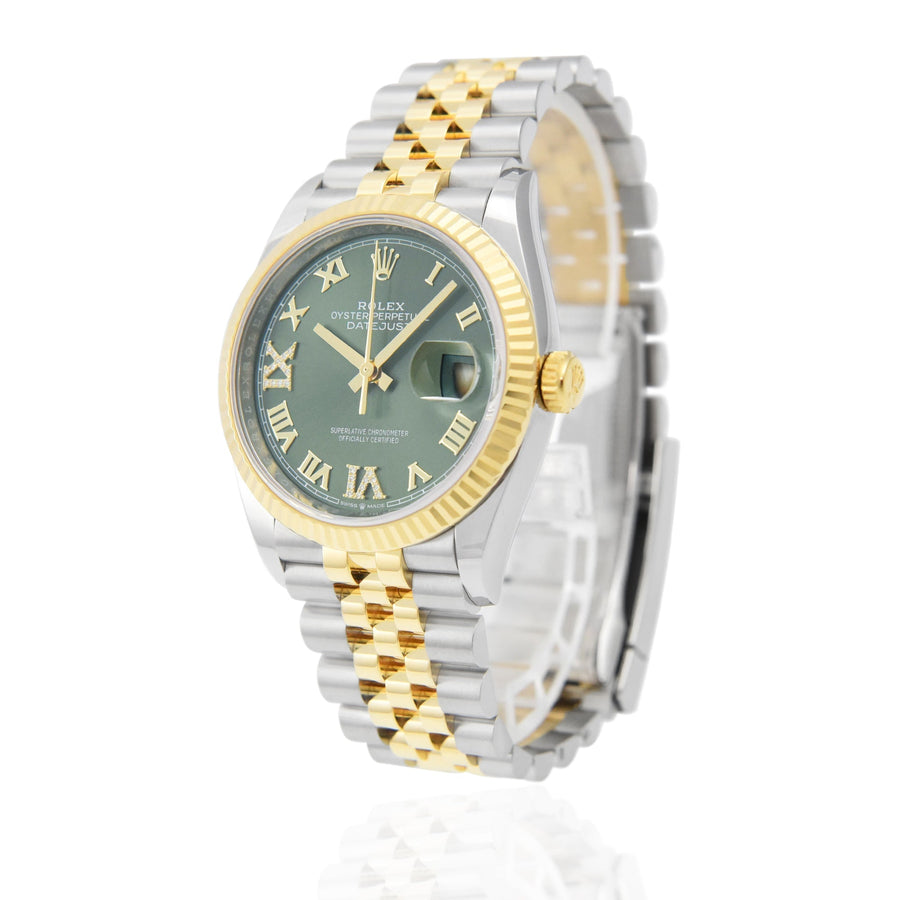 Rolex DateJust Olive Green Dial Gold & Steel Ref: 126233 - David Ashley