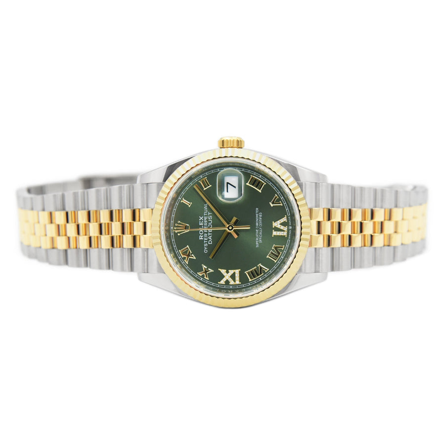 Rolex DateJust Olive Green Dial Gold & Steel Ref: 126233 - David Ashley