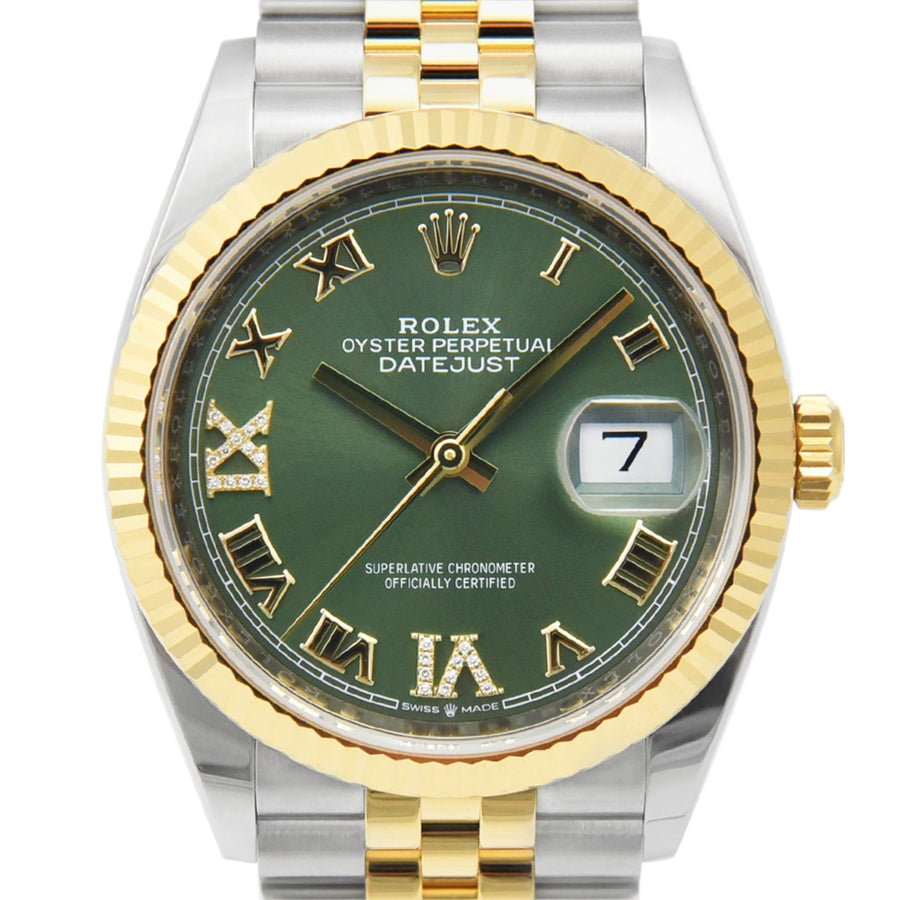 Rolex DateJust Olive Green Dial Gold & Steel Ref: 126233 - David Ashley