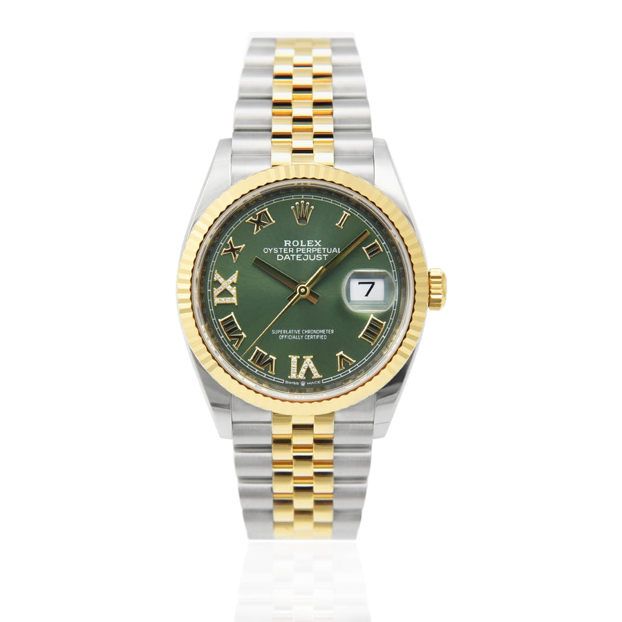 Rolex DateJust Olive Green Dial Gold & Steel Ref: 126233 - David Ashley