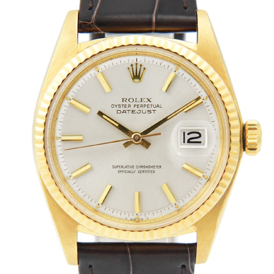 Rolex DateJust Silver Dial Leather Ref: 1600 - David Ashley