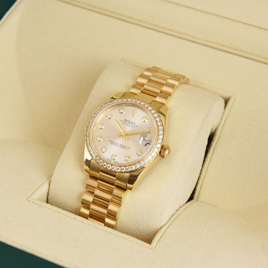 Rolex DateJust Silver Diamond Dial 18K Yellow Gold Ref: 178288 - David Ashley