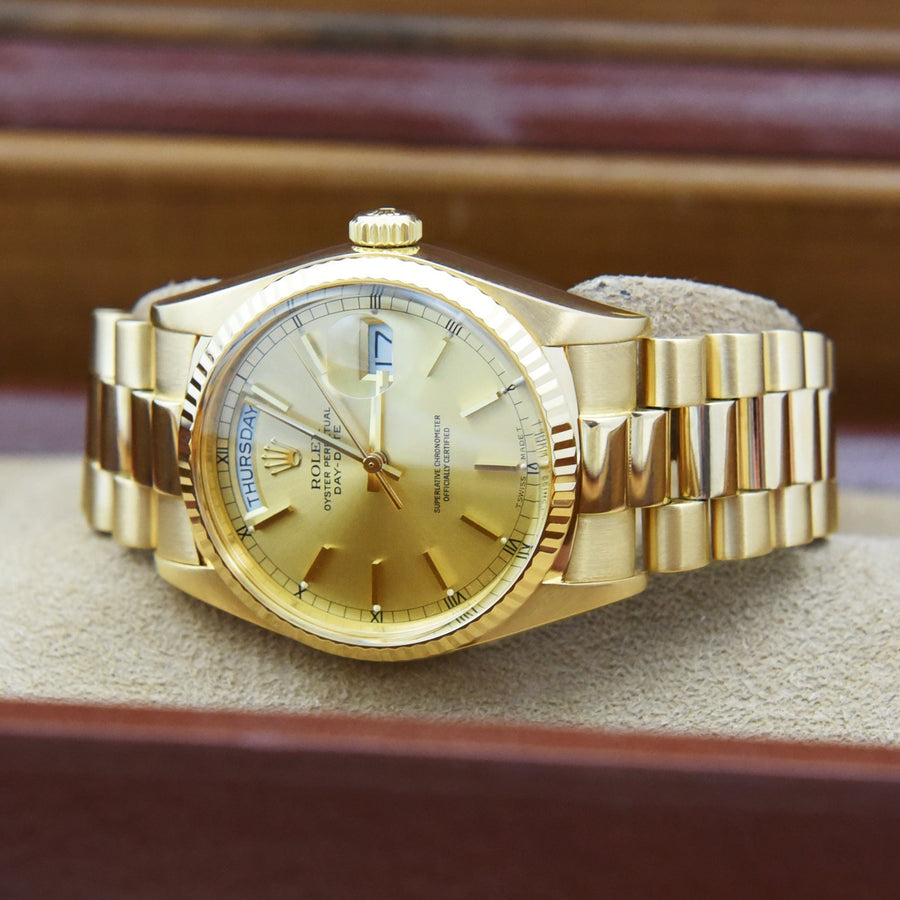 Rolex Day-Date Champagne Dial 18K Yellow Gold Ref: 18038 - David Ashley
