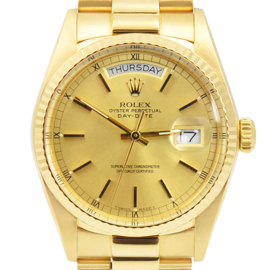 Rolex Day-Date Champagne Dial 18K Yellow Gold Ref: 18038 - David Ashley