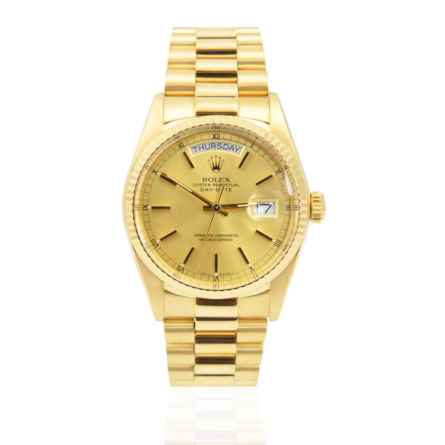 Rolex Day-Date Champagne Dial 18K Yellow Gold Ref: 18038 - David Ashley