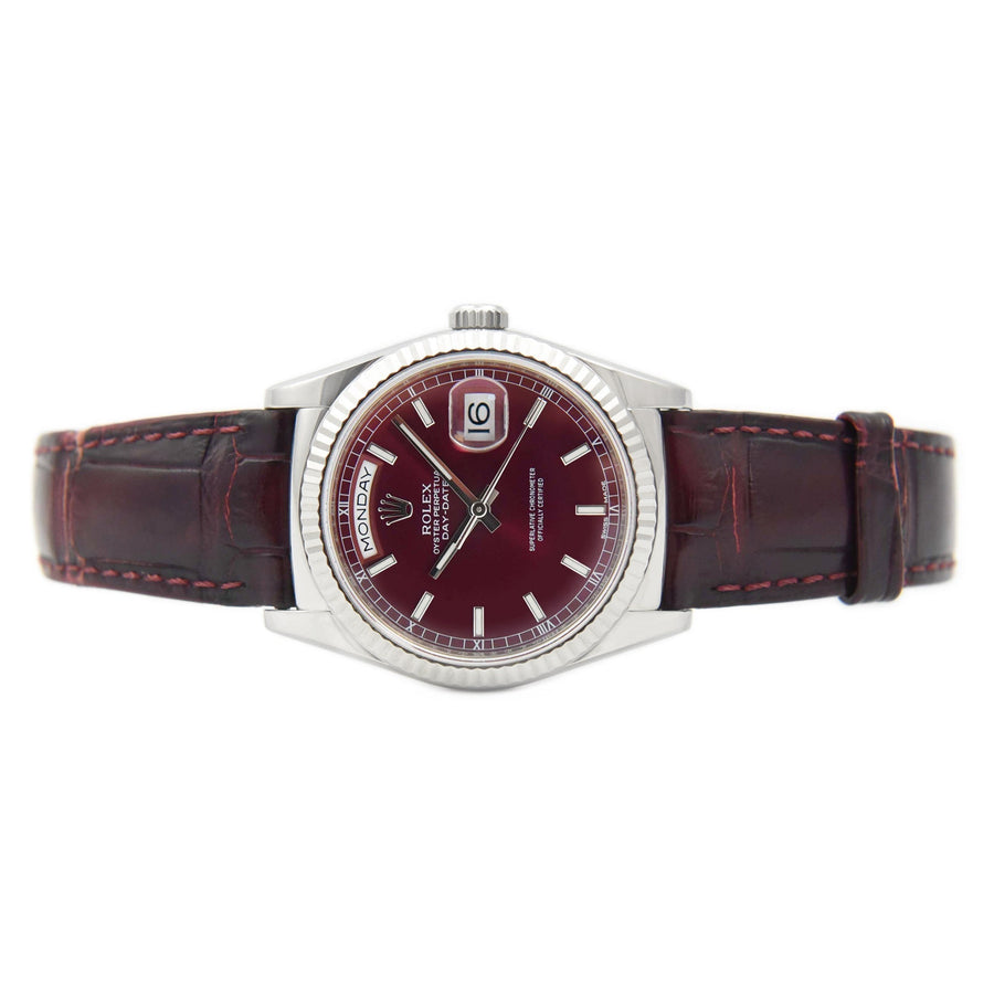 Rolex Day-Date Cherry Dial Leather Ref: 118139 - David Ashley