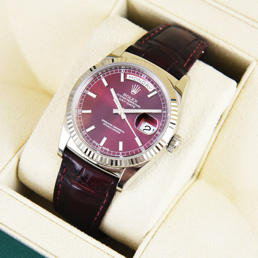Rolex Day-Date Cherry Dial Leather Ref: 118139 - David Ashley