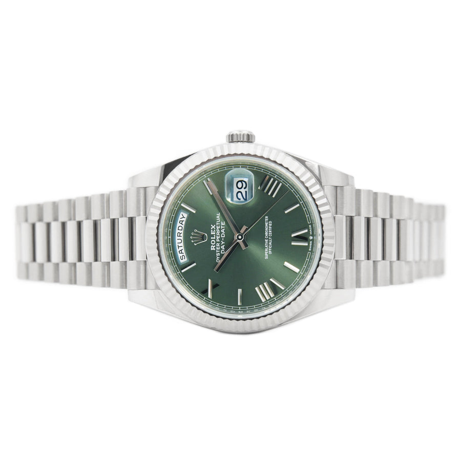Rolex Day-Date Olive Green Dial 18K White Gold Ref: 228239 - David Ashley
