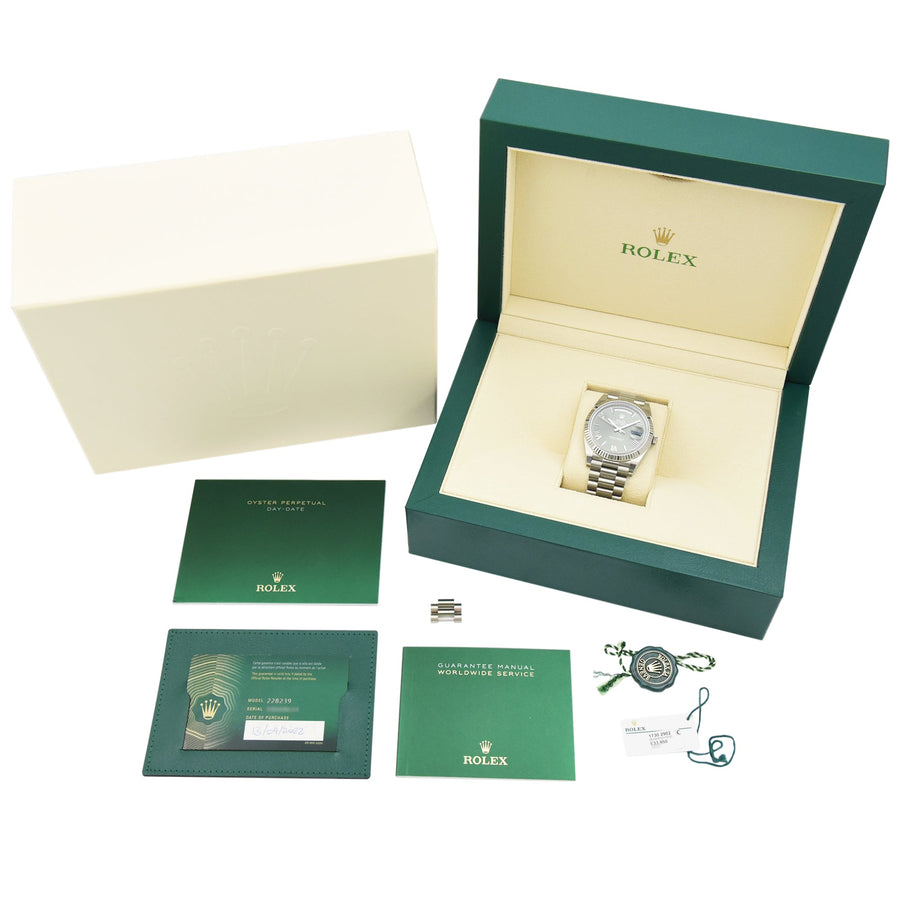 Rolex Day-Date Olive Green Dial 18K White Gold Ref: 228239 - David Ashley