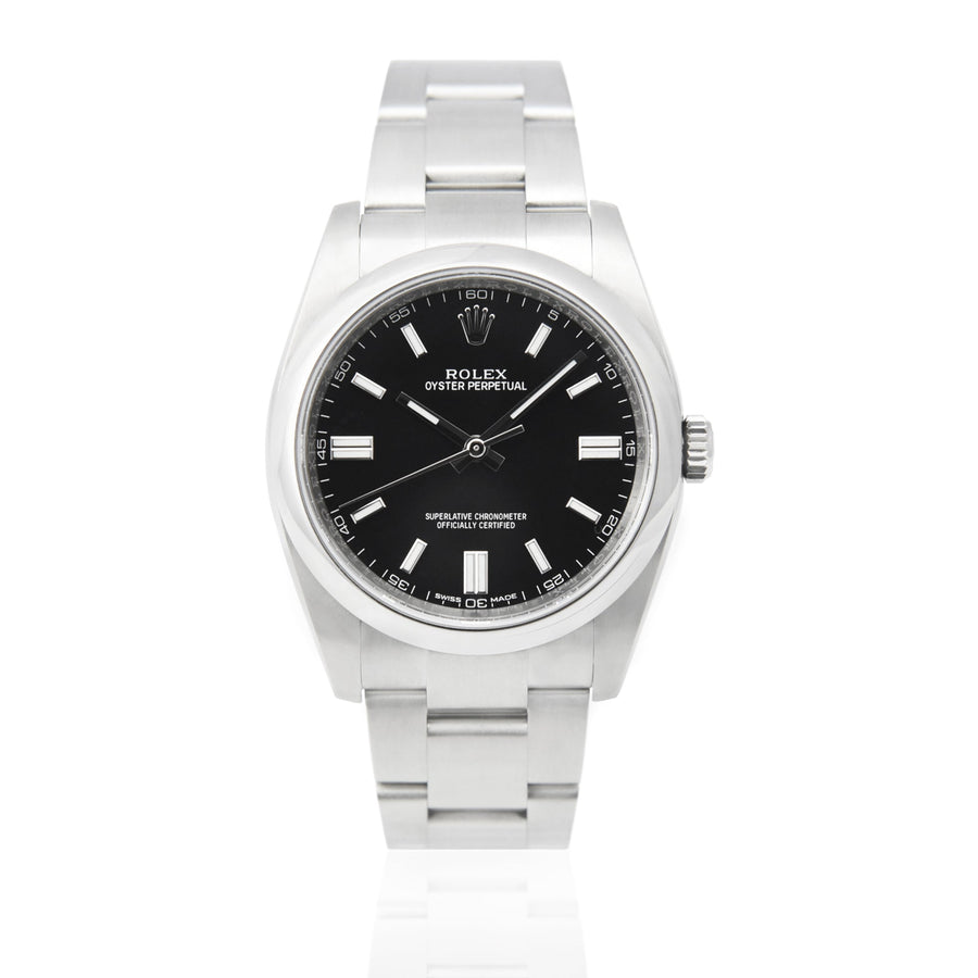 Rolex Oyster Perpetual Black Dial Stainless Steel Ref: 116000 - David Ashley