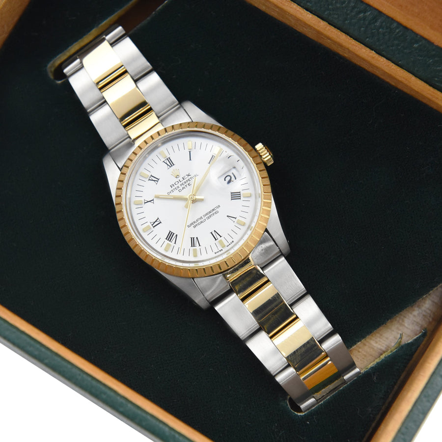 Rolex Oyster Perpetual White Dial Gold & Steel Ref: 15053 - David Ashley