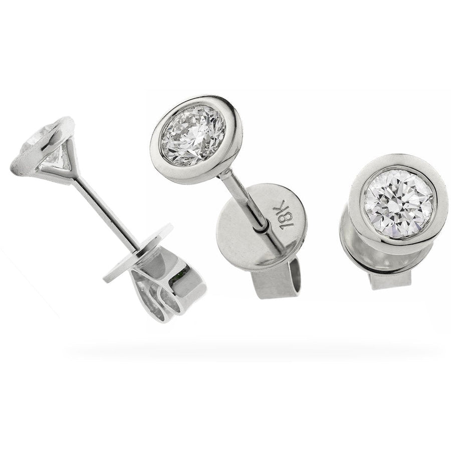 RUB OVER DIAMOND STUD EARRINGS 0.20CT F/VS DIAMOND IN 18K WHITE GOLD - David Ashley