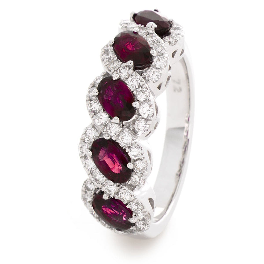 Ruby & Diamond Fancy Ring 2.25ct F-VS Quality in 18k White Gold - David Ashley