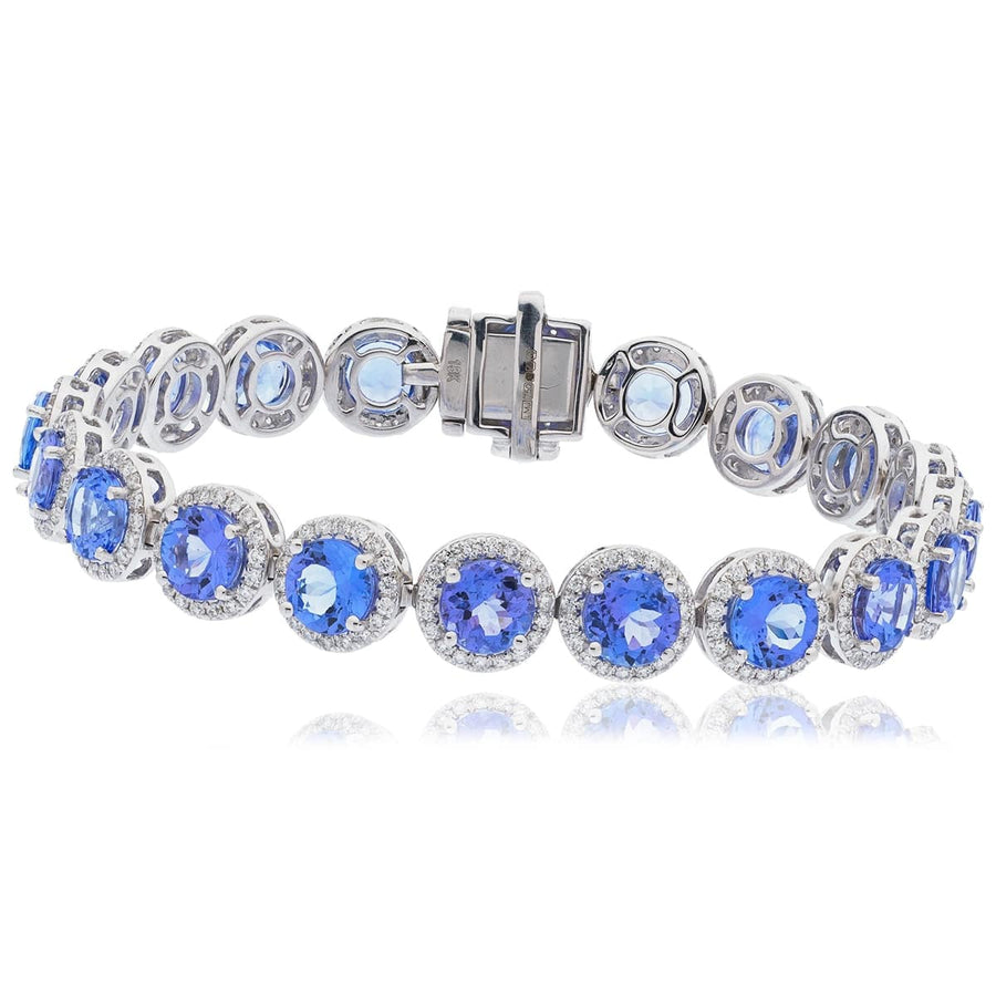 Tanzanite & Diamond Bracelet 20.45ct F VS Quality in 18k White Gold - David Ashley