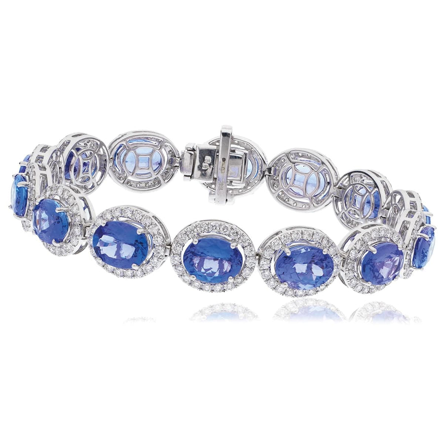 Tanzanite & Diamond Bracelet 22.70ct F VS Quality in 18k White Gold - David Ashley