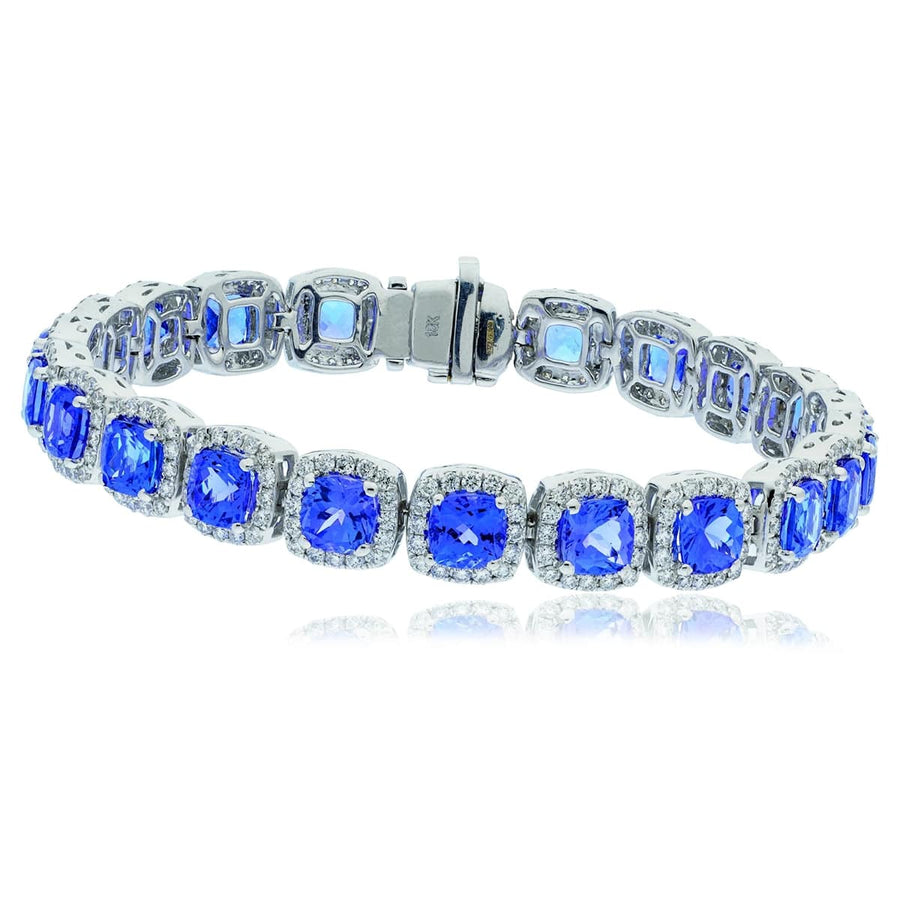 Tanzanite & Diamond Bracelet 23.20ct F VS Quality in 18k White Gold - David Ashley