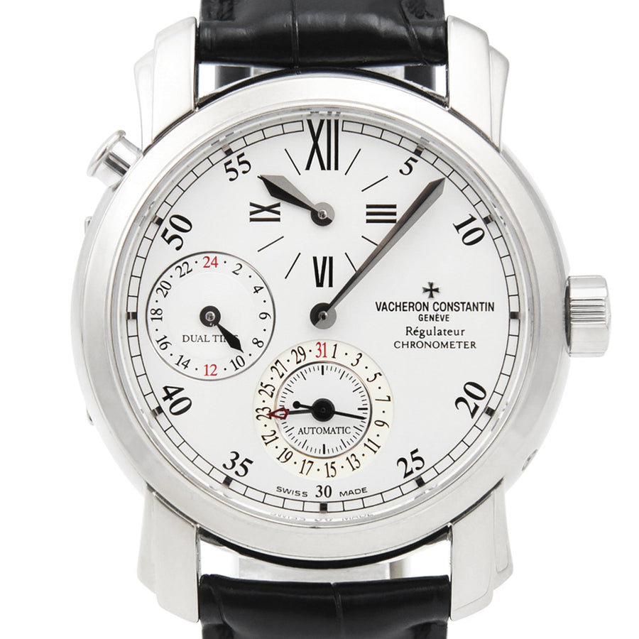 Vacheron Constatin Malte Dual Time Regulator Silver Dial Leather Ref: 42005 - David Ashley